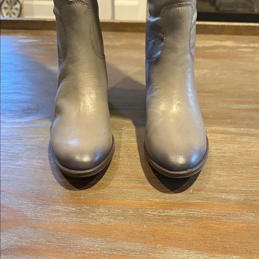 Sam Edelman Gray‎ Leather Riding Boots – Size 6W – New in Box